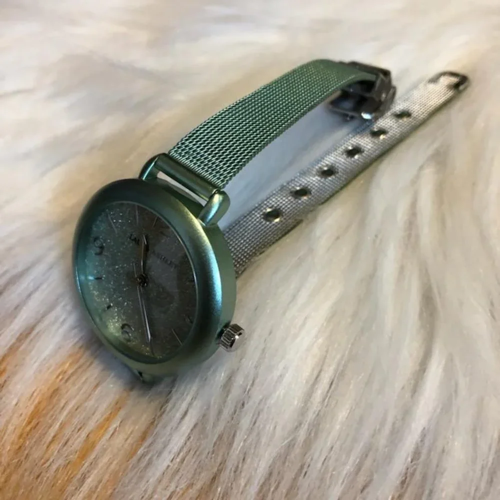 Laura Ashley Mint Green/Silver Metal Mesh Watch